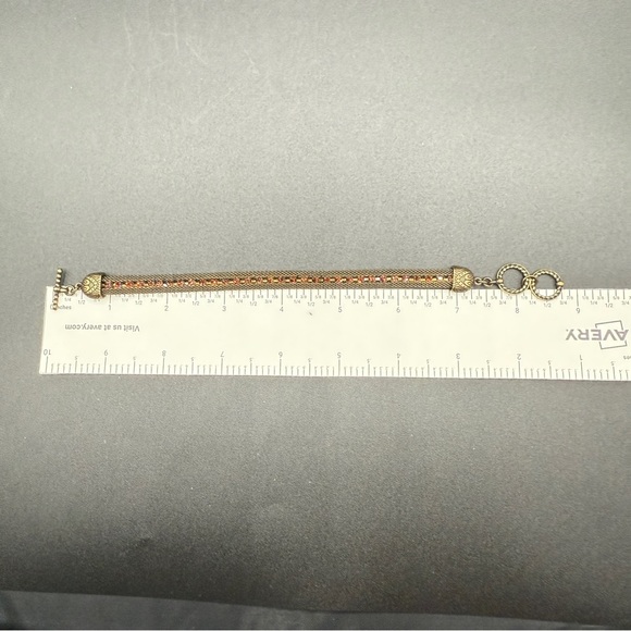 Vintage Romanesque Mesh Chain Bracelet with Sparkly Amber Rhinestones - Picture 8 of 16